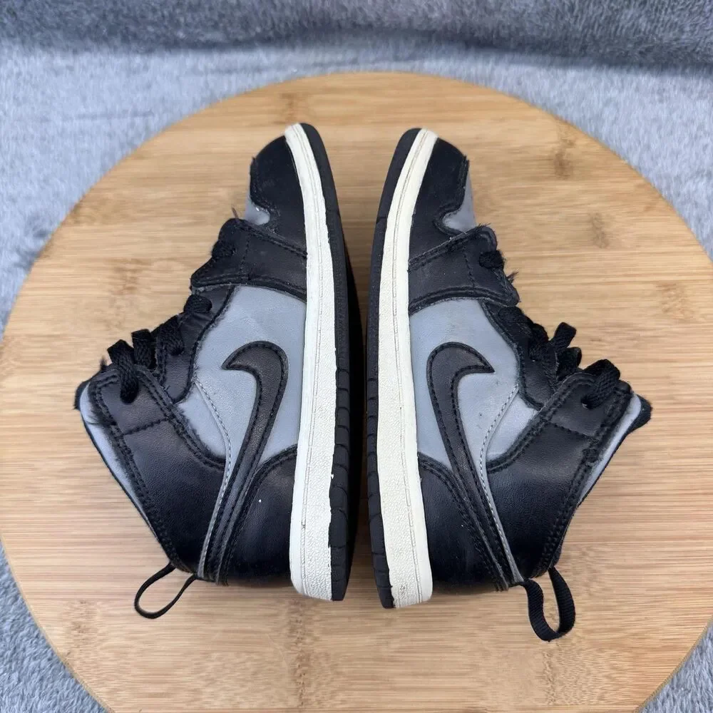 Jordan Air Jordan 1 Mid Shoes Toddler Size 10C Black Gray Sneakers 640735-096